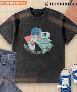Pretty Mega 64 'Where Will We Go Today' washed t-shirt featuring a vibrant design and comfortable fit for casual wear.