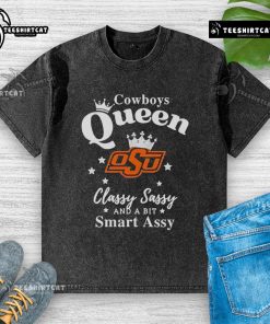Pretty Oklahoma State Cowboys queen t-shirt, classy, sassy, and smart-assy design in a stylish washed finish.