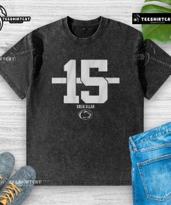 Alt Text: Drew Allar Penn State Football T-Shirt, Name & Number 15, Stripe Washed Design, Perfect for Game Day Enthusiasts.