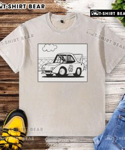 Pretty Plymouth classic car cartoon design on a washed t-shirt, perfect for car enthusiasts and vintage style lovers.