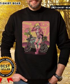 Pretty Princesses Peach motorcycle cross country retro anime gamer sweatshirt featuring vibrant graphics and cozy design.