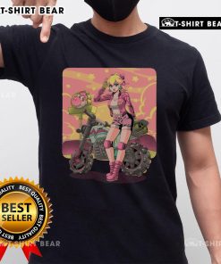Alt Text: Pretty Princesses Peach motorcycle cross country retro anime gamer T-Shirt featuring vibrant colors and playful design.