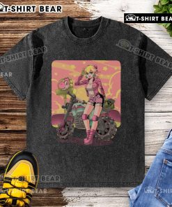 Pretty Princesses Peach Motorcycle Cross Country retro anime gamer washed t-shirt featuring vibrant graphics and soft fabric.