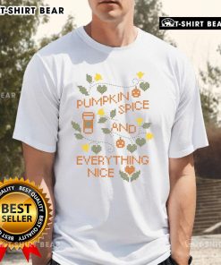 Pretty Pumpkin Spice and Everything Nice Cross T-Shirt featuring a stylish fall design perfect for autumn fashion.