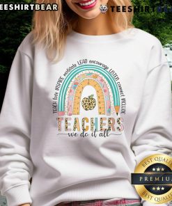 Alt Text: Colorful Pretty Rainbow Teacher Life sweatshirt perfect for the last day of school, celebrating teachers in style.