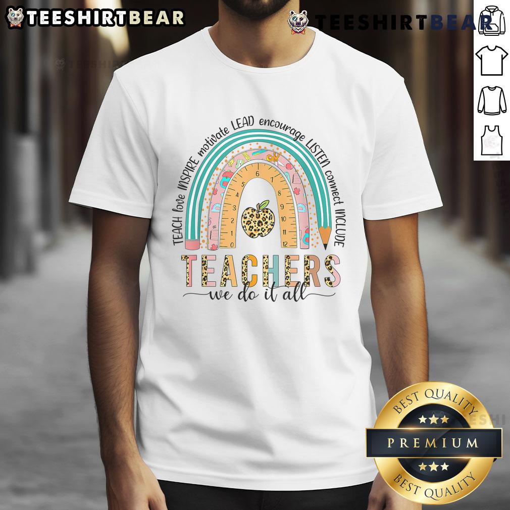 Pretty Rainbow Teacher Life Teacher Last Day Of School Cute T Shirt Alt Text: Cute 'Pretty Rainbow Teacher Life' t-shirt for last day of school, featuring a vibrant rainbow design and teacher theme.