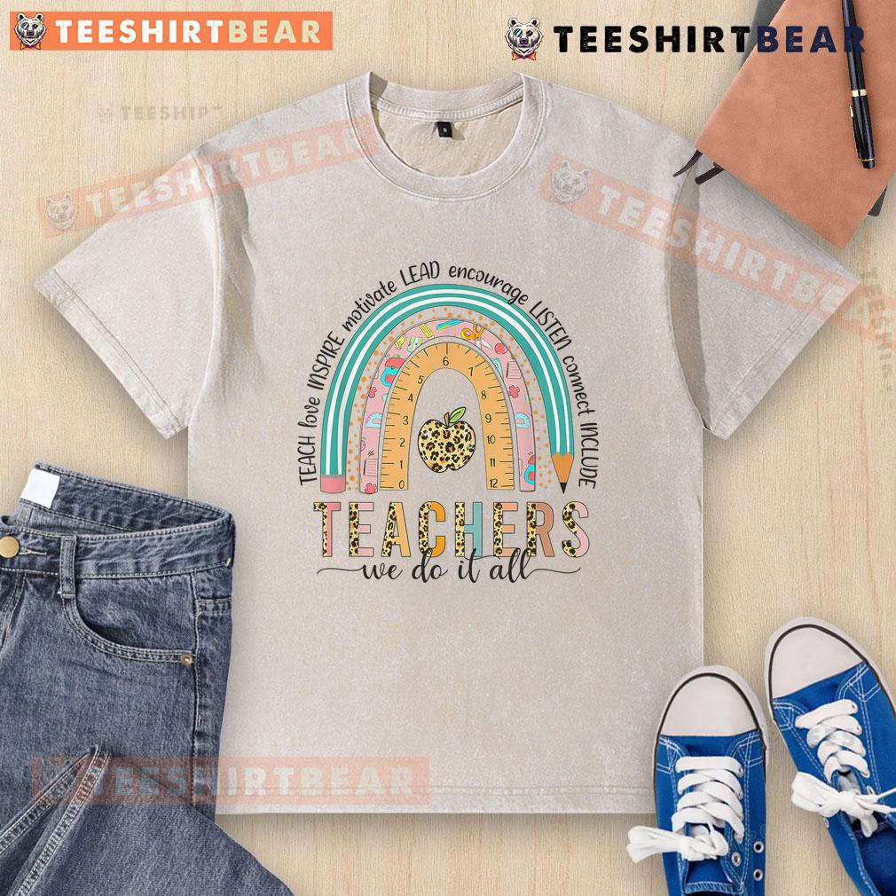 Pretty Rainbow Teacher Life Teacher Last Day Of School Cute Washed T Shirt Cute washed t-shirt featuring a pretty rainbow design, perfect for celebrating the last day of school for teachers.
