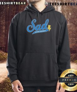 Pretty Sad Girlz University hoodie worn by a young woman, showcasing trendy college apparel and unique style.