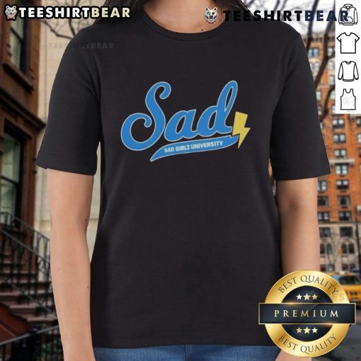 Alt Text: Pretty Sad Girlz University Ladies Tee featuring a stylish design for fashionable female students.