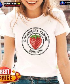 Alt Text: Pretty Strawberry Picking Survivor Ladies Tee featuring vibrant strawberry graphics and a stylish design.