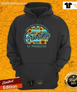 Alt Text: Pretty sunflower hoodie with the quote 'Being a mom is an honor, being a grandma is priceless' in vibrant colors.