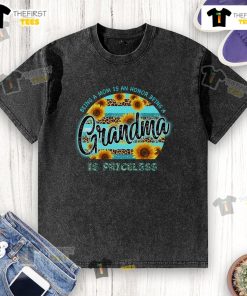 Pretty sunflower design on a washed t-shirt with the quote about being a mom and grandma, celebrating family love.