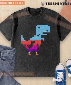 Pretty T-Rex No Internet Game Retro Washed T-Shirt featuring a playful dinosaur design on a vintage-style tee.