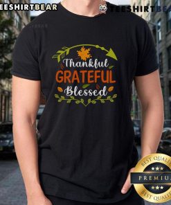 Pretty Thankful Grateful Blessed Thanksgiving T-Shirt featuring a festive design in warm autumn colors.