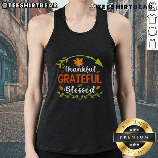 Pretty Thankful Grateful Blessed Thanksgiving tank top in a vibrant design, perfect for festive celebrations and casual wear.