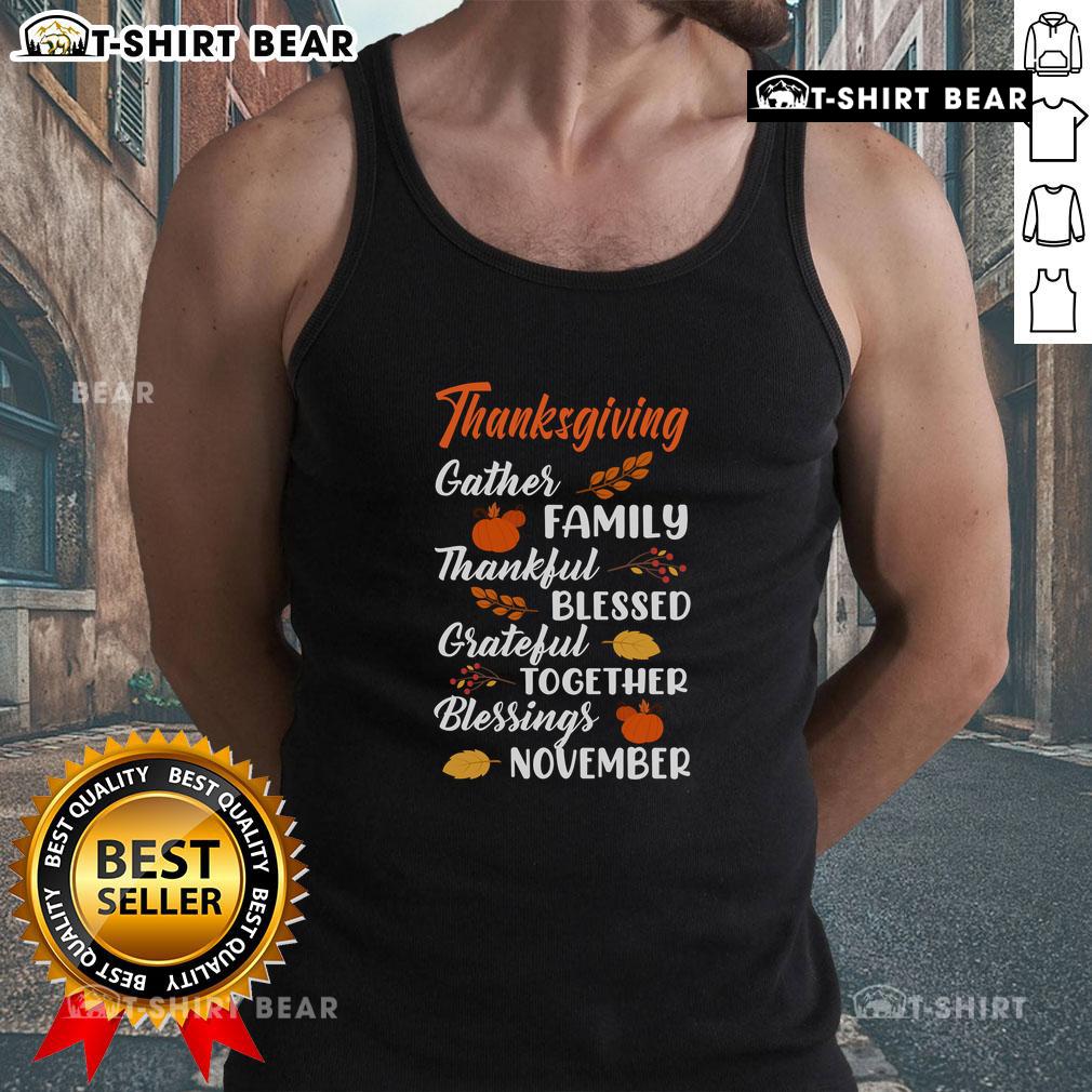 Pretty Thanksgiving Family Blessed Thankful Grateful November Tank Top Pretty Thanksgiving family wearing tank tops, expressing gratitude and blessed vibes in November celebration.
