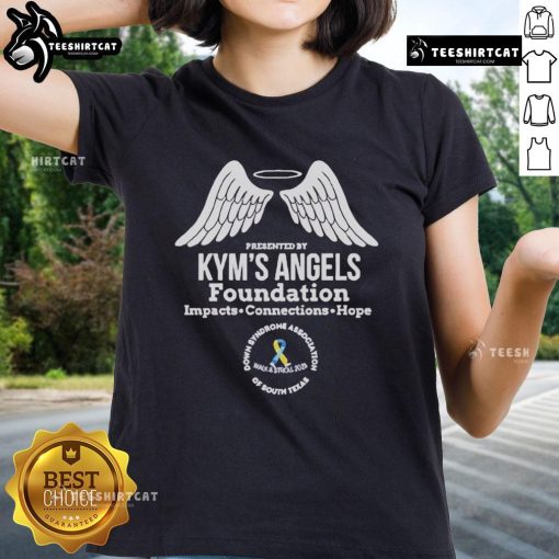 Ladies tee from Pretty The Annual Walk and Stroll for Kym's Angels Foundation, showcasing vibrant design and charity spirit.