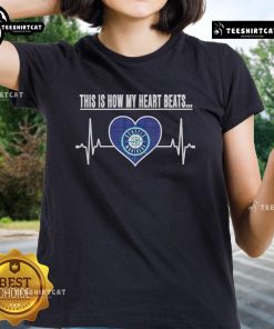 Stylish Seattle Mariners ladies tee featuring 'This Is How My Heart Beats' design, perfect for passionate fans.