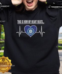 Seattle Mariners sweatshirt with 'Pretty-This-Is-How-My-Heart-Beats' design, perfect for fans and casual wear.