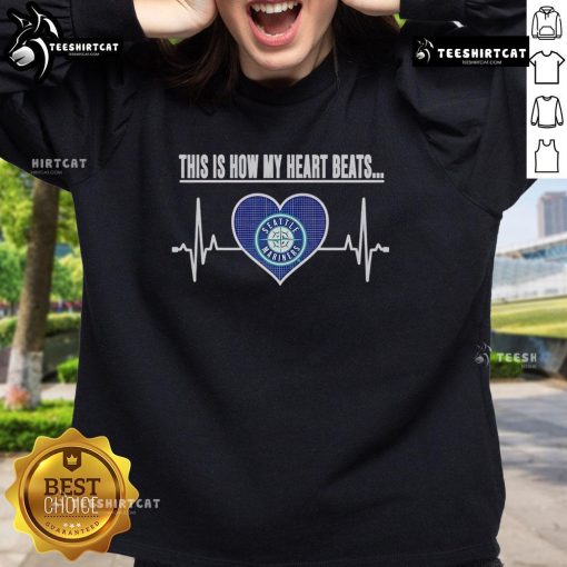 Seattle Mariners sweatshirt with 'Pretty-This-Is-How-My-Heart-Beats' design, perfect for fans and casual wear.