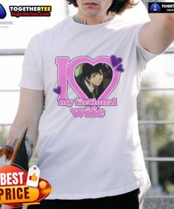 Alt Text: Pretty Touta Matsuda wearing 'I Love My Fictional Wife' T-Shirt, showcasing a fun and unique anime-inspired design.
