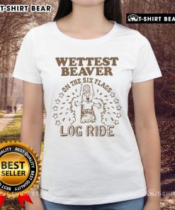 Pretty Wettest Beaver on the Amusement Park Log Ride Ladies Tee featuring a fun graphic design and vibrant colors.