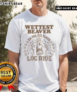 Pretty Wettest Beaver t-shirt featuring a fun design inspired by the amusement park log ride adventure.