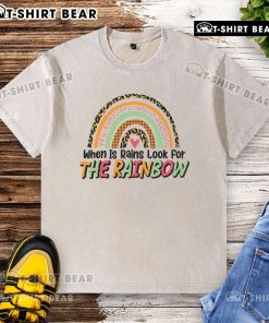 Alt Text: Pretty When It Rains rainbow washed t-shirt design showcasing vibrant colors and a cheerful aesthetic.