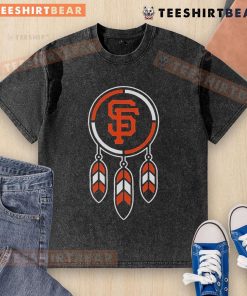 Top 2025 San Francisco Giants x Native American washed t-shirt featuring a unique design and vibrant colors.