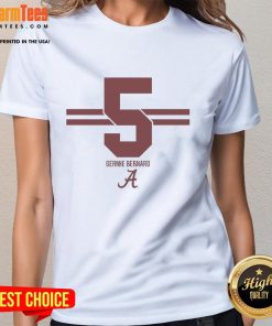 Top Alabama Crimson Tide Football Germie Bernard 5 Stripe Ladies Tee, stylish fan apparel for game days and team spirit.