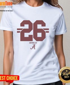 Top Alabama Crimson Tide Football Jam Miller 26 Stripe Ladies Tee showcasing team spirit and stylish design.