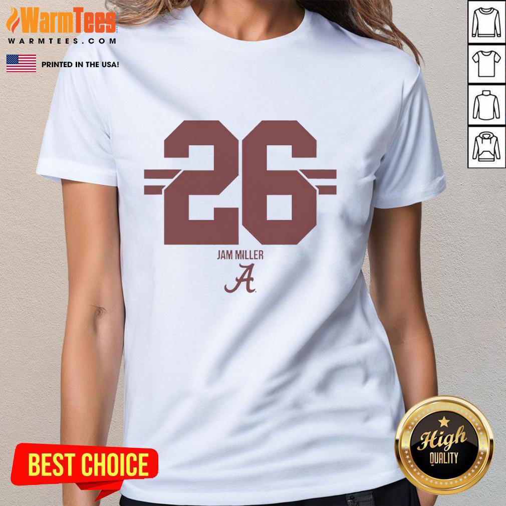 Top Alabama Crimson Tide Football Jam Miller #26 Stripe Ladies Tee Top Alabama Crimson Tide Football Jam Miller 26 Stripe Ladies Tee showcasing team spirit and stylish design.