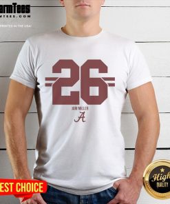 Top Alabama Crimson Tide Football Jam Miller Stripe T-Shirt featuring bold team colors and stylish design.