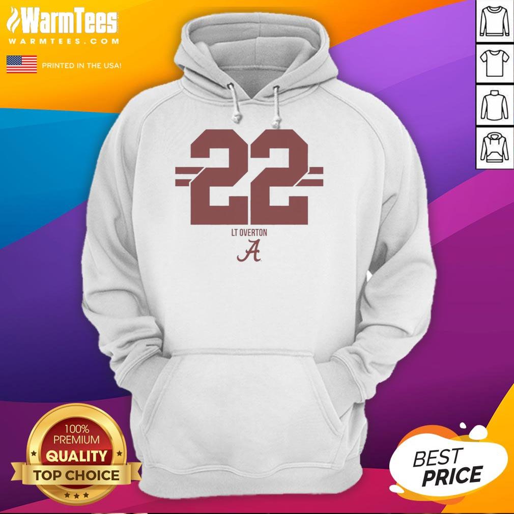Top Alabama Crimson Tide Football Lt Overton #22 Stripe Hoodie Alt Text: Top Alabama Crimson Tide Football LT Overton 22 Stripe Hoodie in crimson and white, perfect for game day wear.