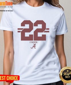 Top Alabama Crimson Tide Football LT Overton 22 Stripe Ladies Tee in vibrant team colors for stylish game day wear.