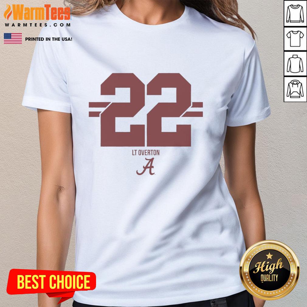 Top Alabama Crimson Tide Football Lt Overton #22 Stripe Ladies Tee Top Alabama Crimson Tide Football LT Overton 22 Stripe Ladies Tee in vibrant team colors for stylish game day wear.