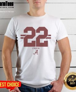 Alabama Crimson Tide Football Lt Overton Stripe T-Shirt showcasing team colors and design for fans and players.