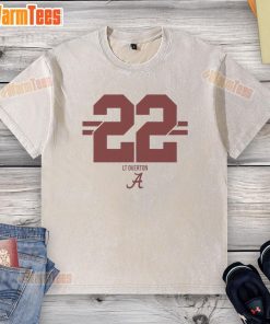 Alt Text: Top Alabama Crimson Tide Football LT Overton Stripe Washed T-Shirt featuring team colors and logo design.