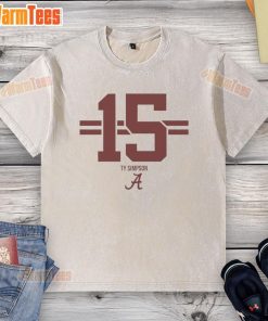 Alt Text: Top Alabama Crimson Tide Football Ty Simpson Stripe Washed T-Shirt showcasing team spirit and style.
