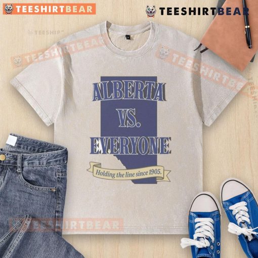 Top Alberta Vs Everyone Holding The Line Since 1905 washed t-shirt featuring a vintage design and comfortable fit.