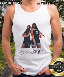 Top Angel Reese and Kamilla Cardoso in Chicago Sky Signature Tank Top, showcasing stylish basketball apparel.