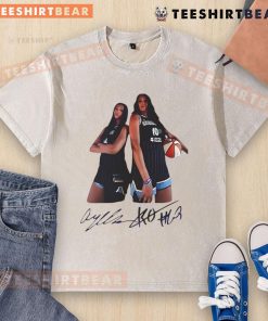 Top Angel Reese and Kamilla Cardoso wearing Chicago Sky Signature Washed T-Shirt, showcasing team spirit and style.