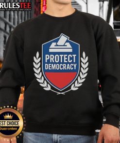 Top Anti-MAGA Protect Democracy Sweatshirt featuring bold text design, perfect for promoting democratic values.