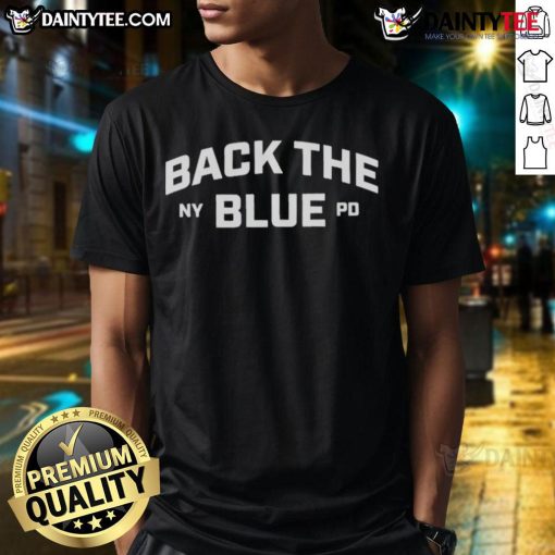 Alt Text: Top Back The Blue NYPD T-Shirt featuring a bold blue design supporting police, perfect for law enforcement supporters.