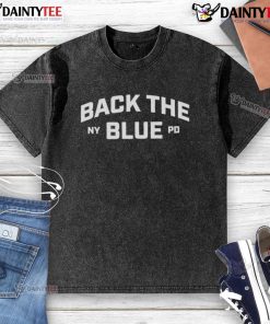 Top Back The Blue NYPD washed t-shirt featuring a bold police badge design, perfect for showing support for law enforcement.