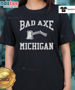 Top Bad Axe Michigan Ladies Tee featuring a stylish design, perfect for showcasing Michigan pride in casual fashion.