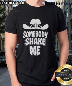 Top Baseball Cowboy Hat with 'Somebody Shake Me' T-Shirt design, perfect for casual wear and baseball fans.