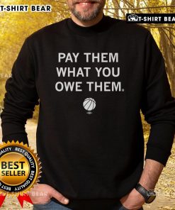 Top Basketball Pay Them What You Owe Them Sweatshirt featuring a bold graphic and comfortable fit for basketball fans.
