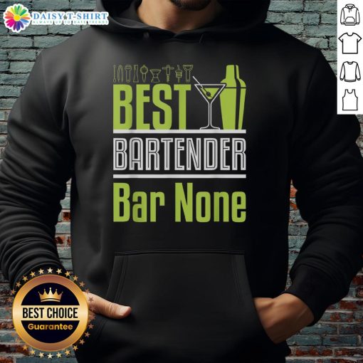 Top Best Bartender Bar None neon green cocktail shaker and martini glass hoodie, perfect for cocktail enthusiasts.