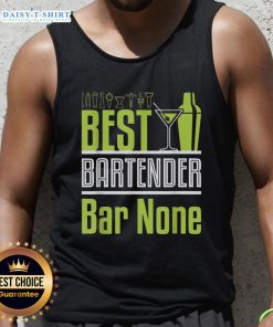 Top Best Bartender Bar None Neon Green Cocktail Shaker and Martini Glass Tank Top for bartending enthusiasts.
